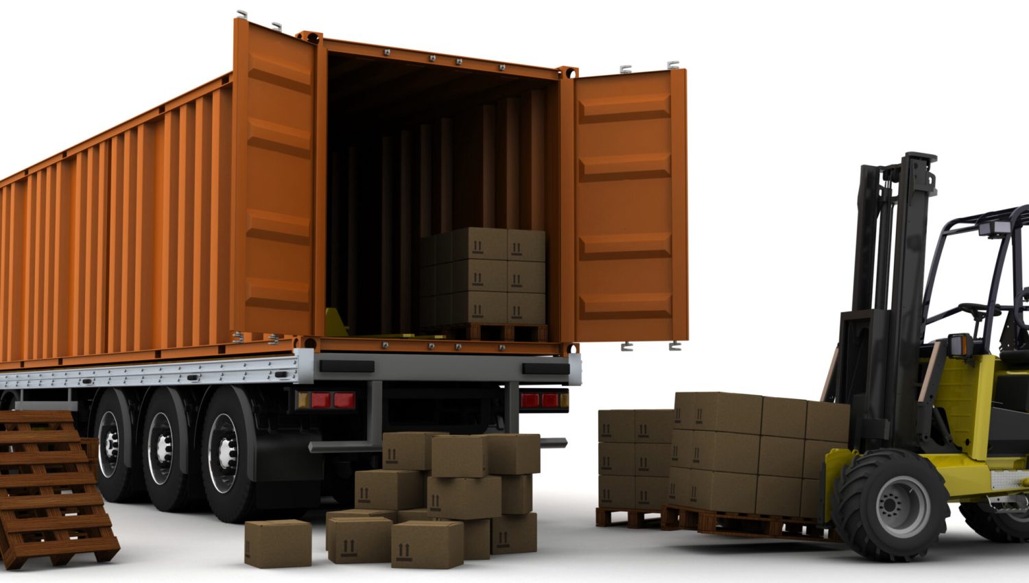 3D Render of a freight container Delivery Vehicle